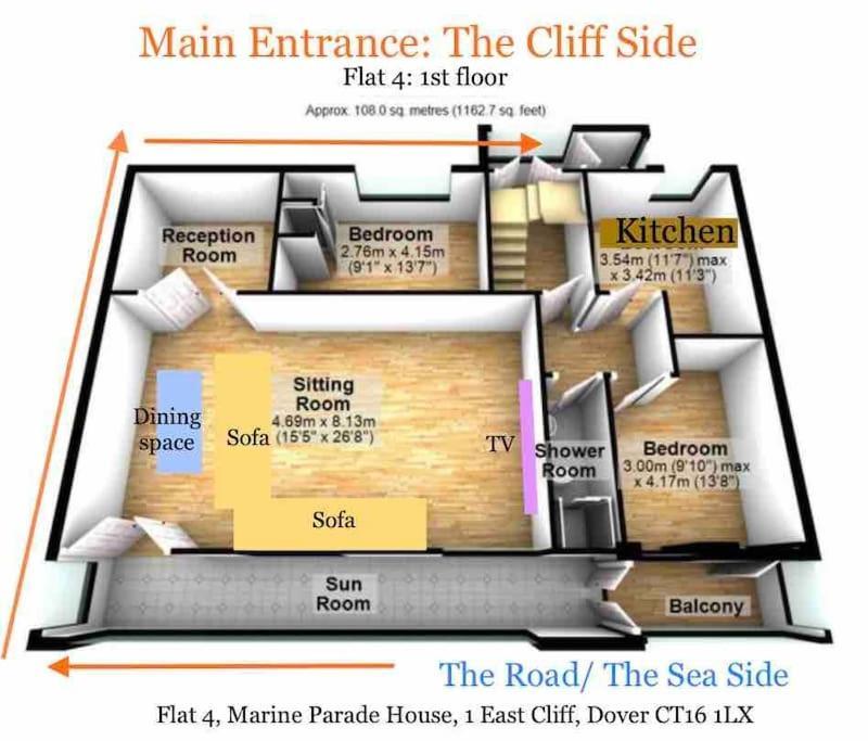 Flat 4 Marine Parade House, 1 East Cliff- Next To Dover Port, White Cliffs, Beach, Castle Екстериор снимка